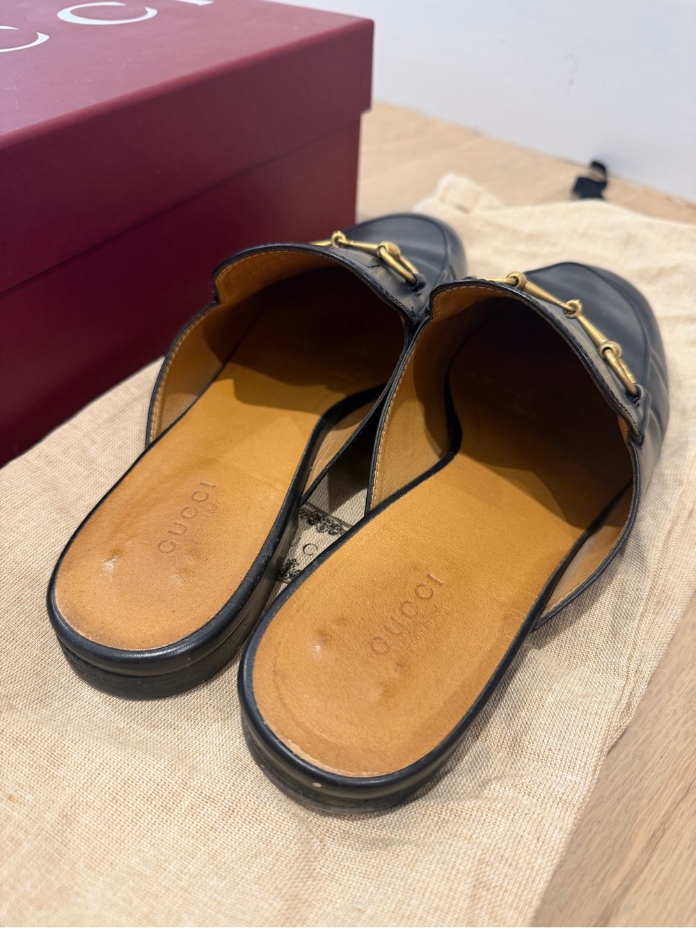 Gucci Black Leather Horsebit Backless Loafers - Picture 6 of 8